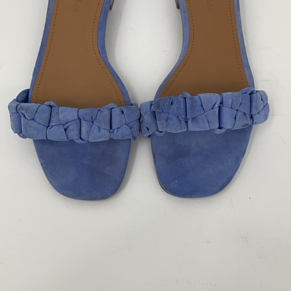 WhoWhatWear Celia slide sandals blue suede mule puffy braided strap shoe block 8 - Picture 7 of 7